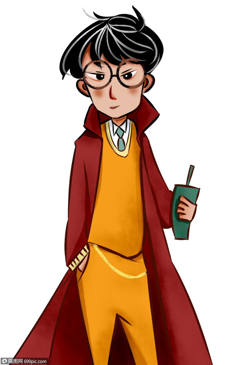 邪恶的戴眼镜的风衣欧美卡通男