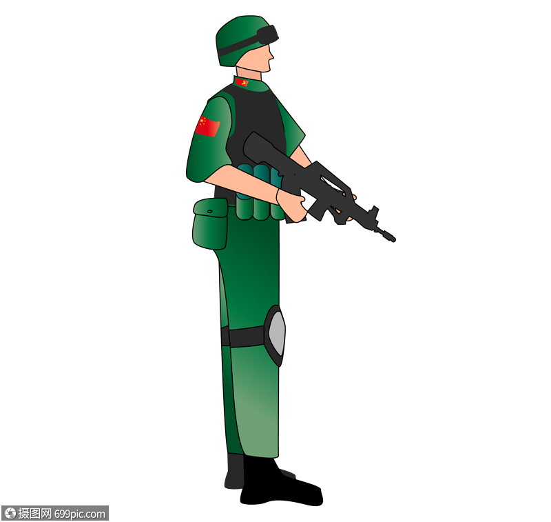 扁平化陆军战士矢量图