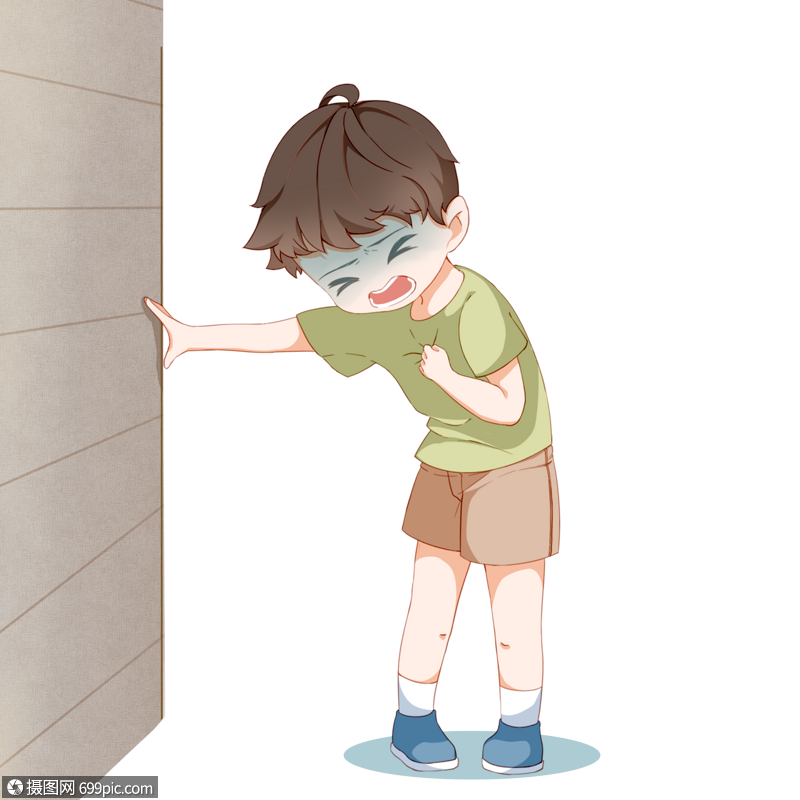 街边扶着墙头晕难受的人