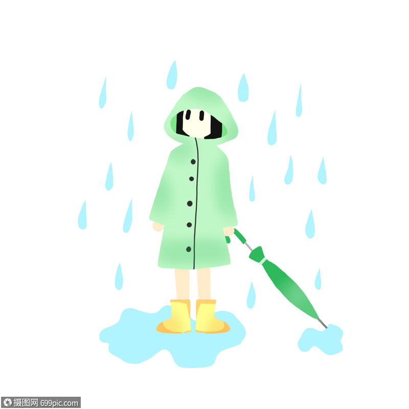 夏天穿着雨衣可爱小孩