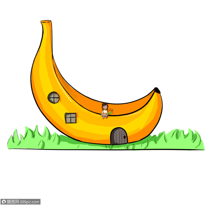 香蕉房子简笔画图片图片