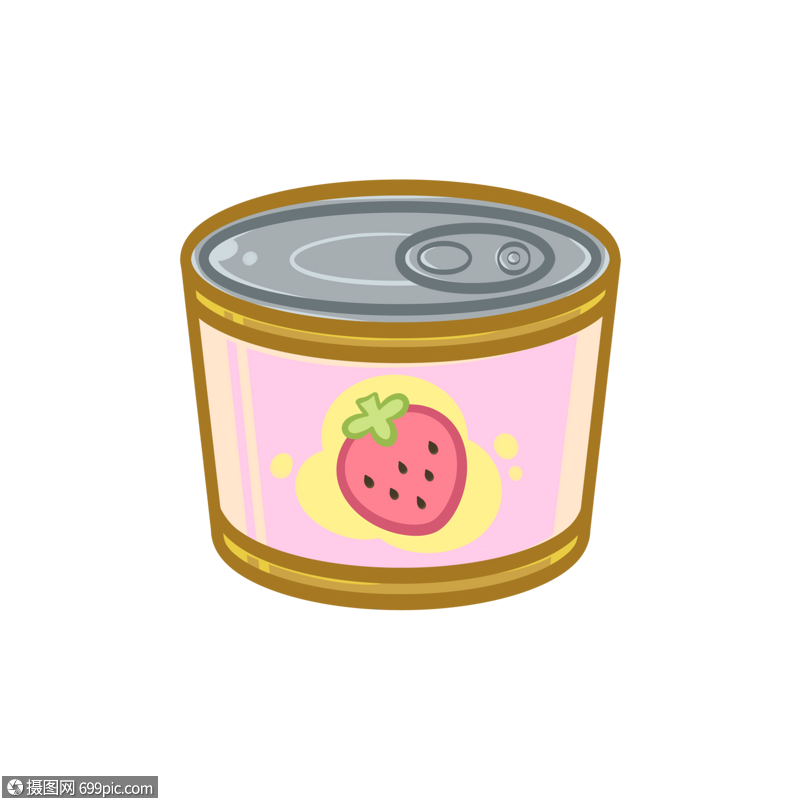 草莓罐头手绘食物图片