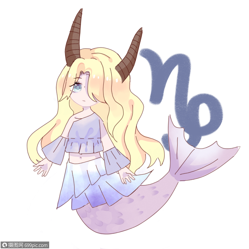 十二星座摩羯座插画卡通元素萌少女