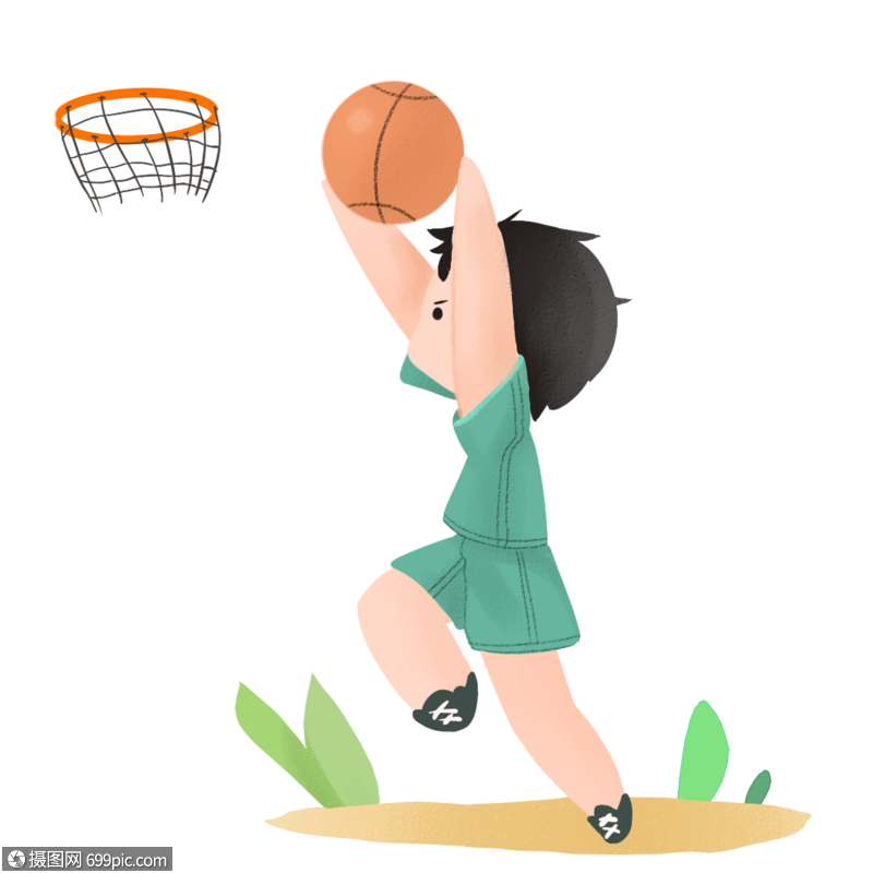 儿童节投篮手绘插画素材