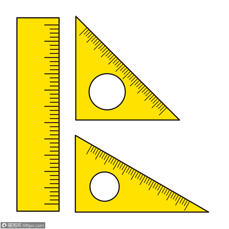 直尺三角板黄颜色学习用品