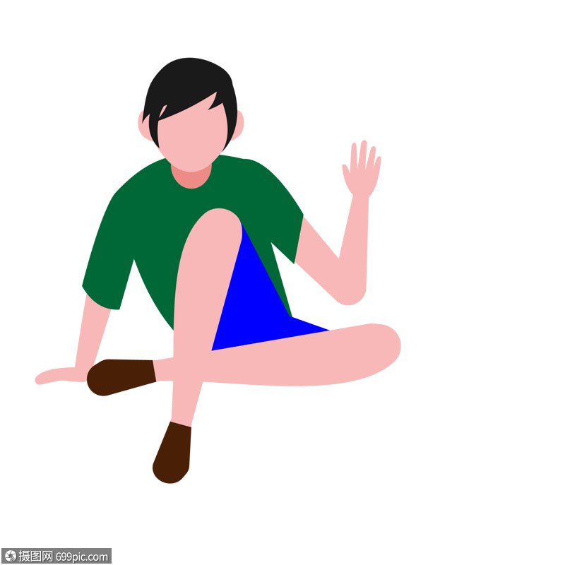 扁平风坐着的男生插画
