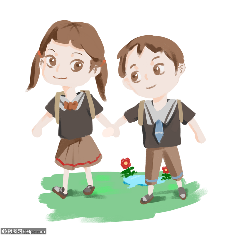 姐姐和弟弟去上学姐弟小朋友去上学