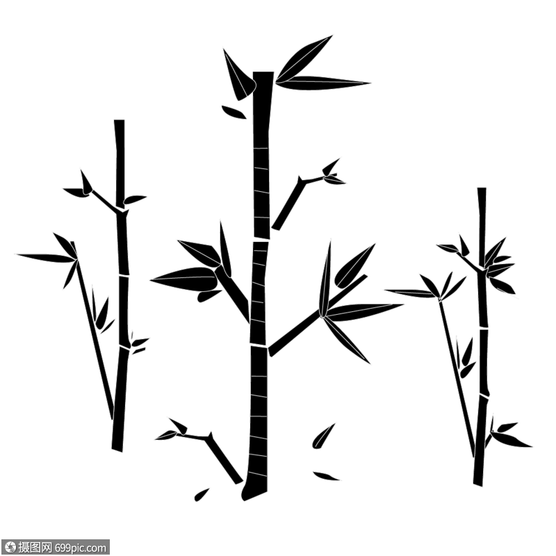 黑白竹子竹叶节日图片