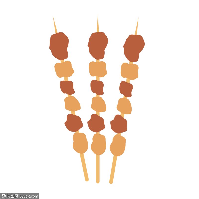 羊肉串美味手繪高清圖片素材