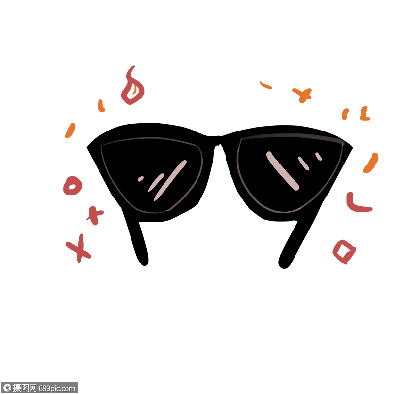 卡通黑色墨镜插图创意叉号