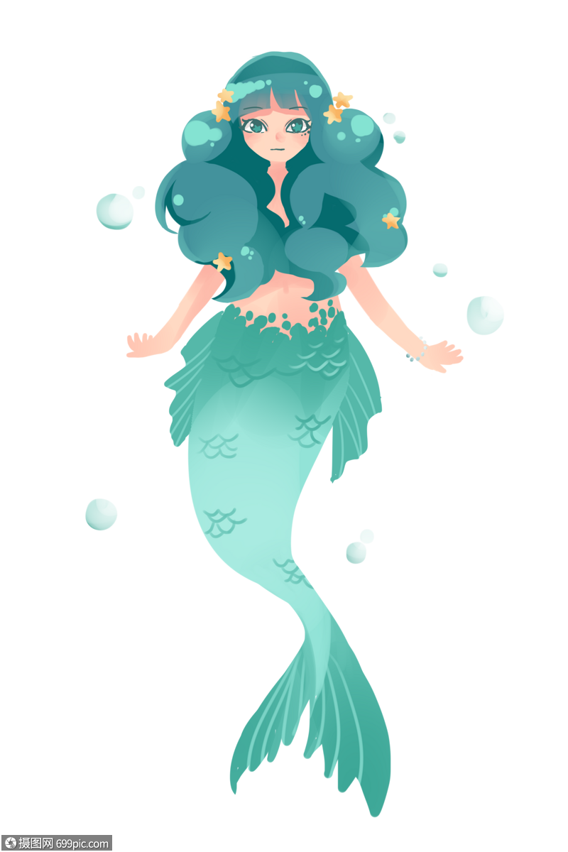 卡通美人鱼海底世界海底生物