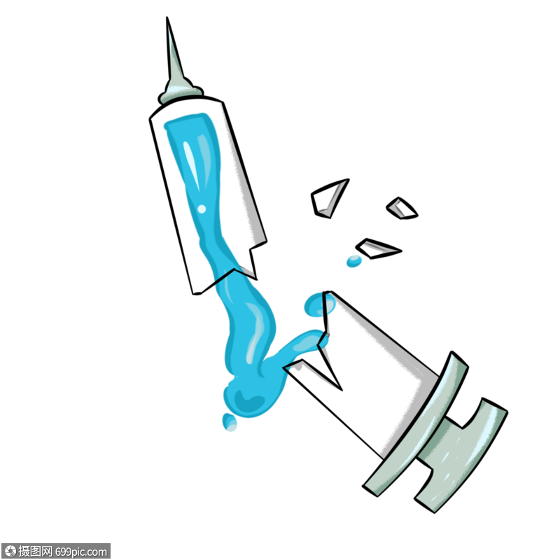 摔碎了的医院针管手绘卡通