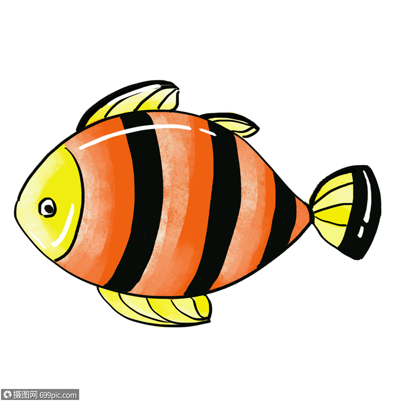 手绘卡通小鱼png免抠素材