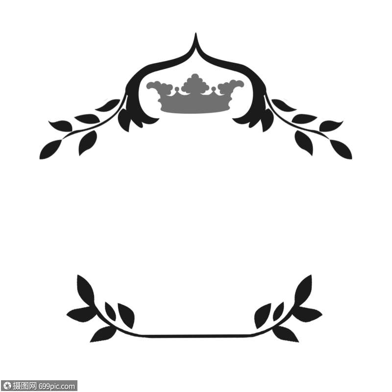 黑色花纹边框03对称复古