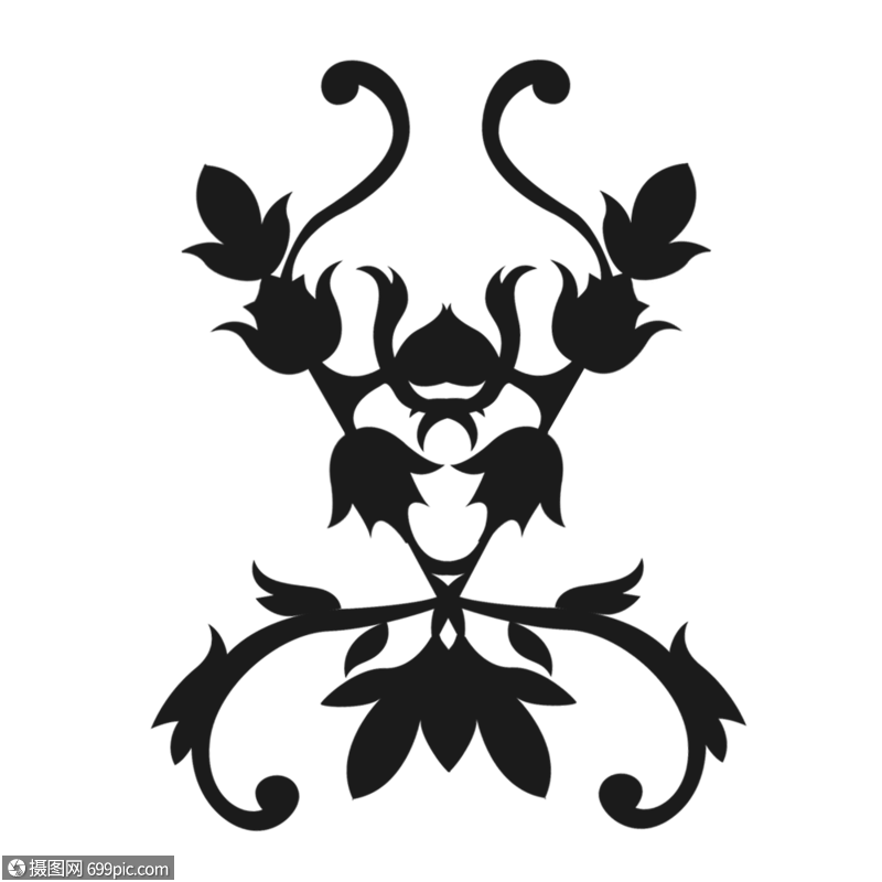 黑色复古花纹04