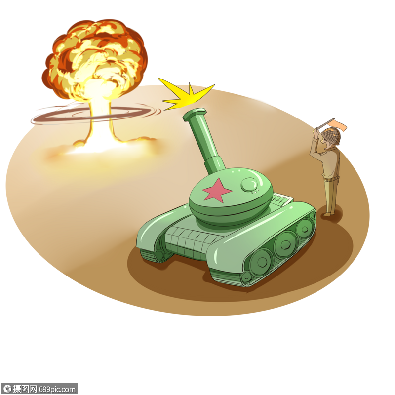 战斗演习坦克开炮卡通素材