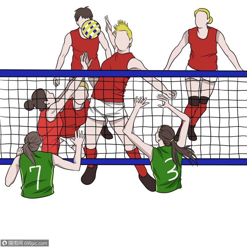 奥运会女子排球多人比赛场景运动强壮