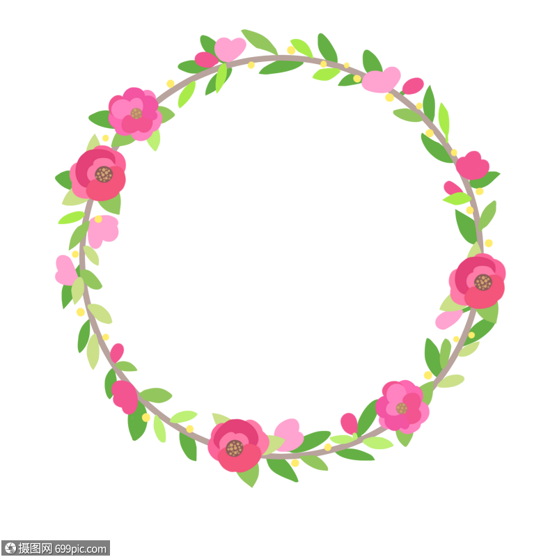 粉色玫瑰花环夏日风格