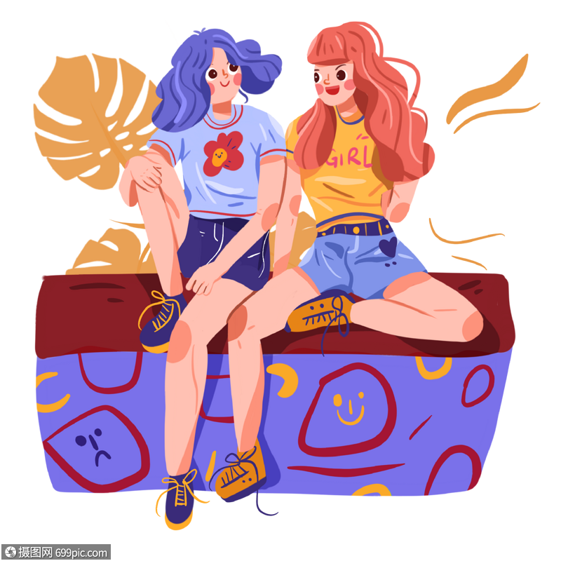 夏天穿短裤在聊天的姐妹