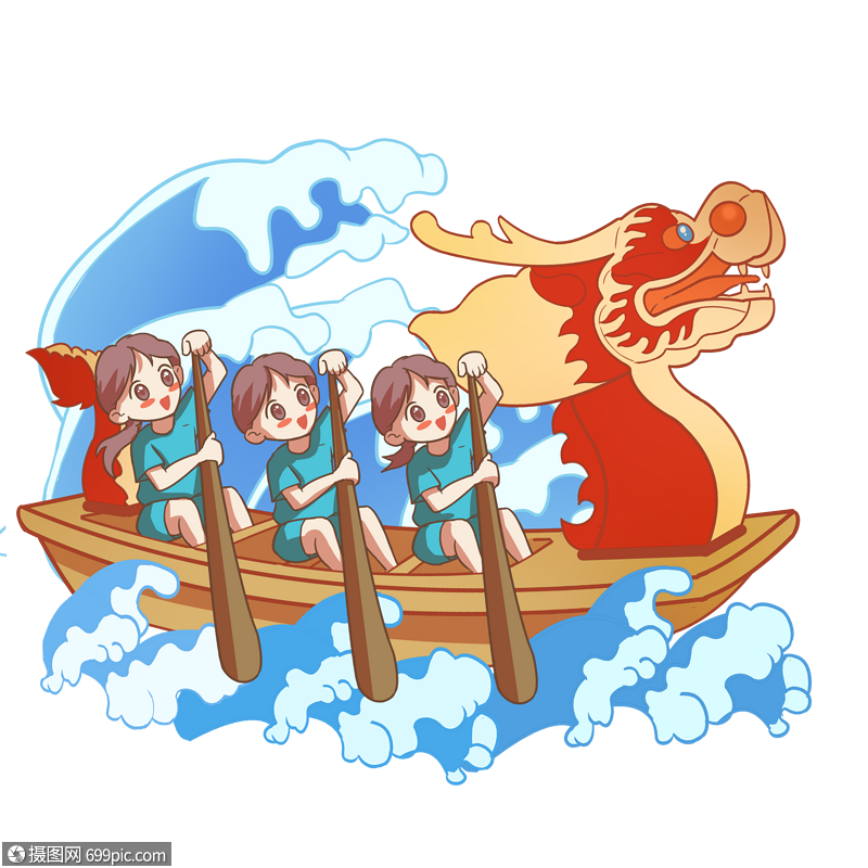 赛龙舟的女孩女生划龙舟