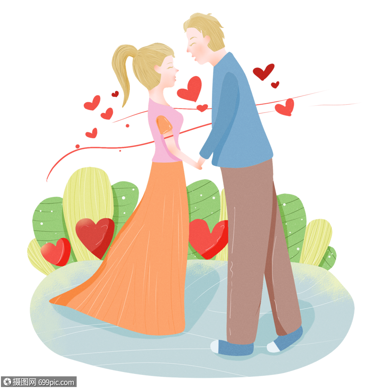 卡通手绘甜蜜亲亲png素材