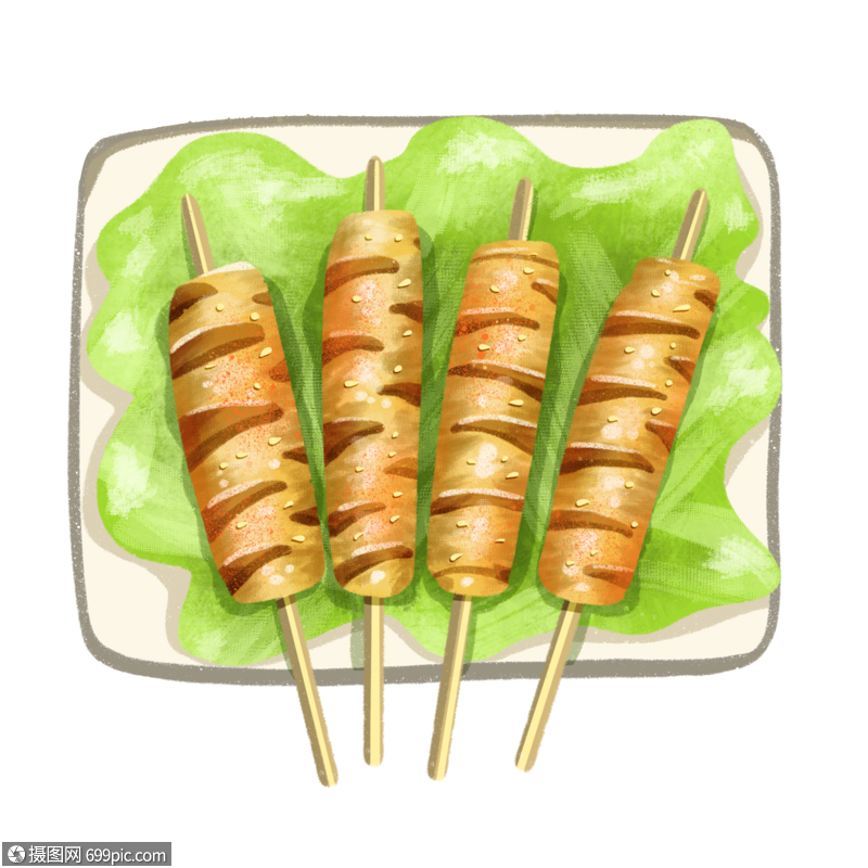 美食烧烤烤面筋