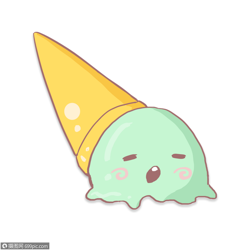 融化的冰淇淋可爱夏天