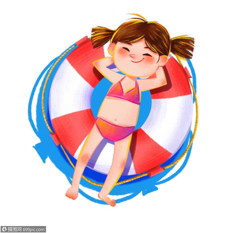 躺在游泳圈中的女孩