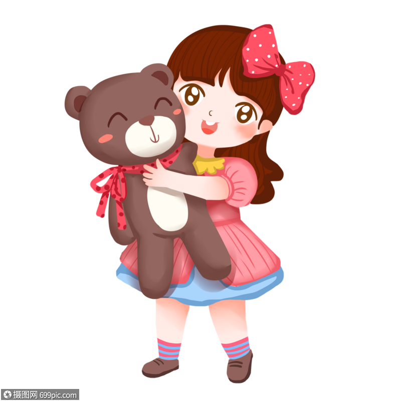 小女孩和熊的情侣头像图片