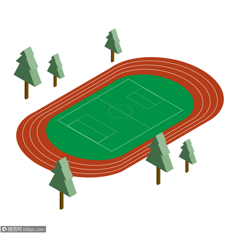 免抠元素 手绘/卡通元素 运动会 2.5d田径跑道场景.ai