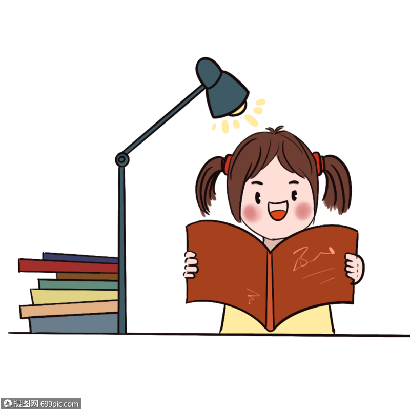 努力学习的小女孩读书奋斗