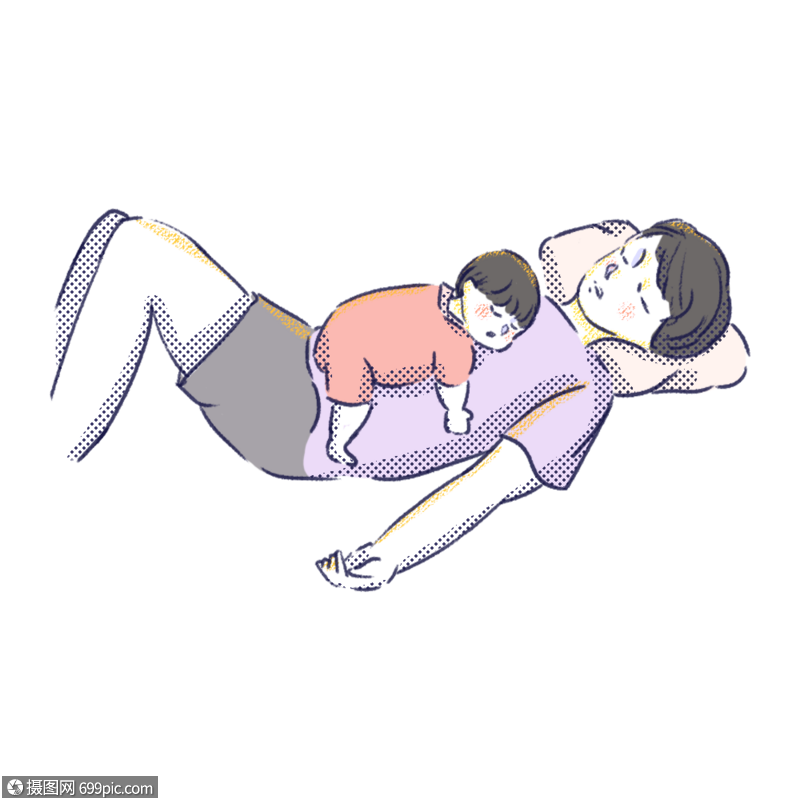 女儿趴在爸爸身上睡觉可爱感恩