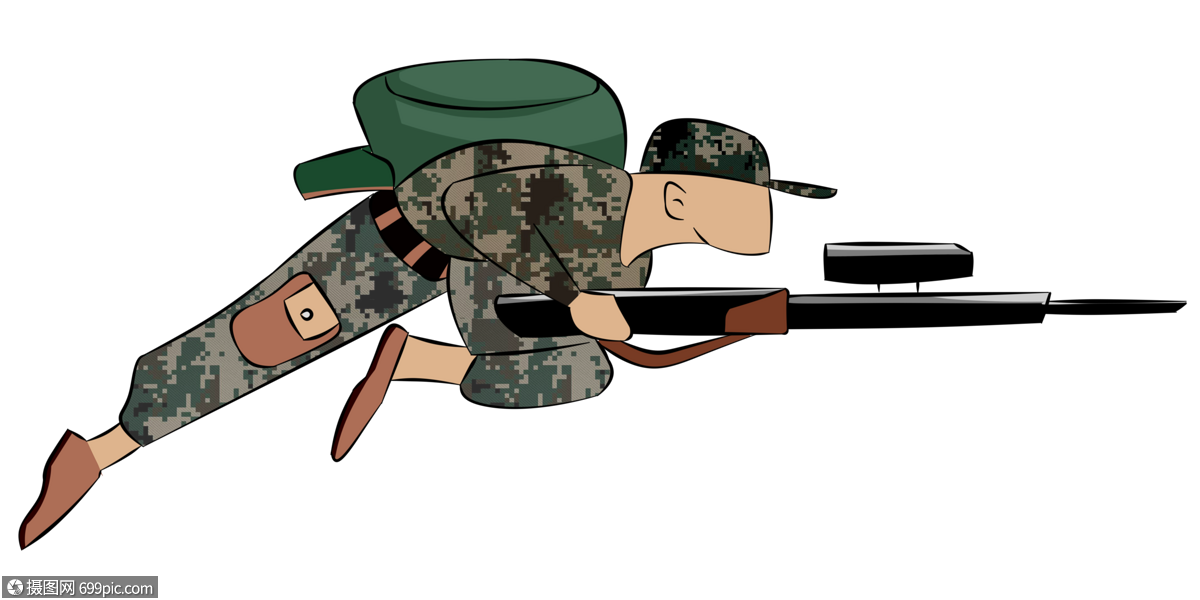 建党节建军卧倒姿势的军人狙击手