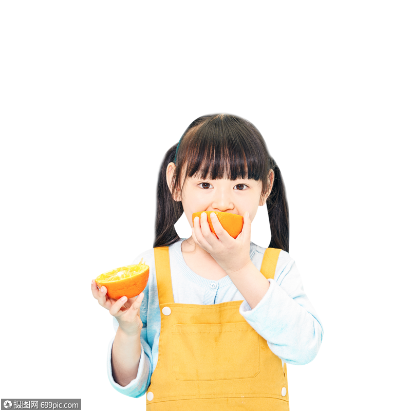 小女孩吃橙子
