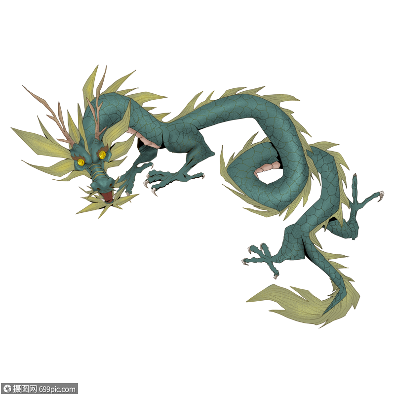 卡通青龙创意卡通插图