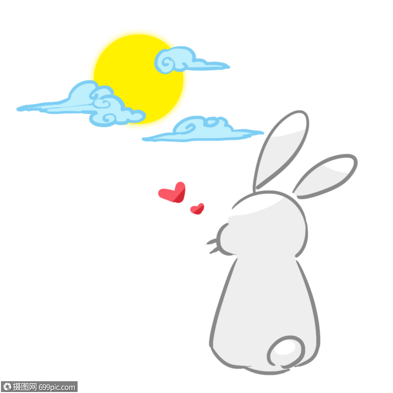 中秋节兔子赏月月亮q版