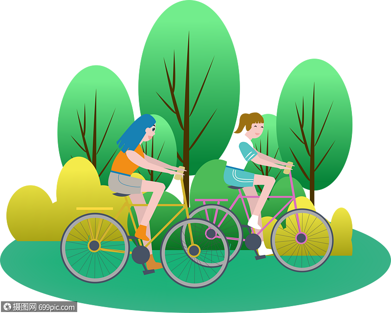 免抠元素 手绘/卡通元素 绿色出行.ai