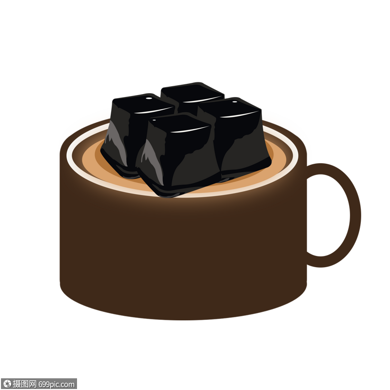 手绘卡通黑色龟苓膏