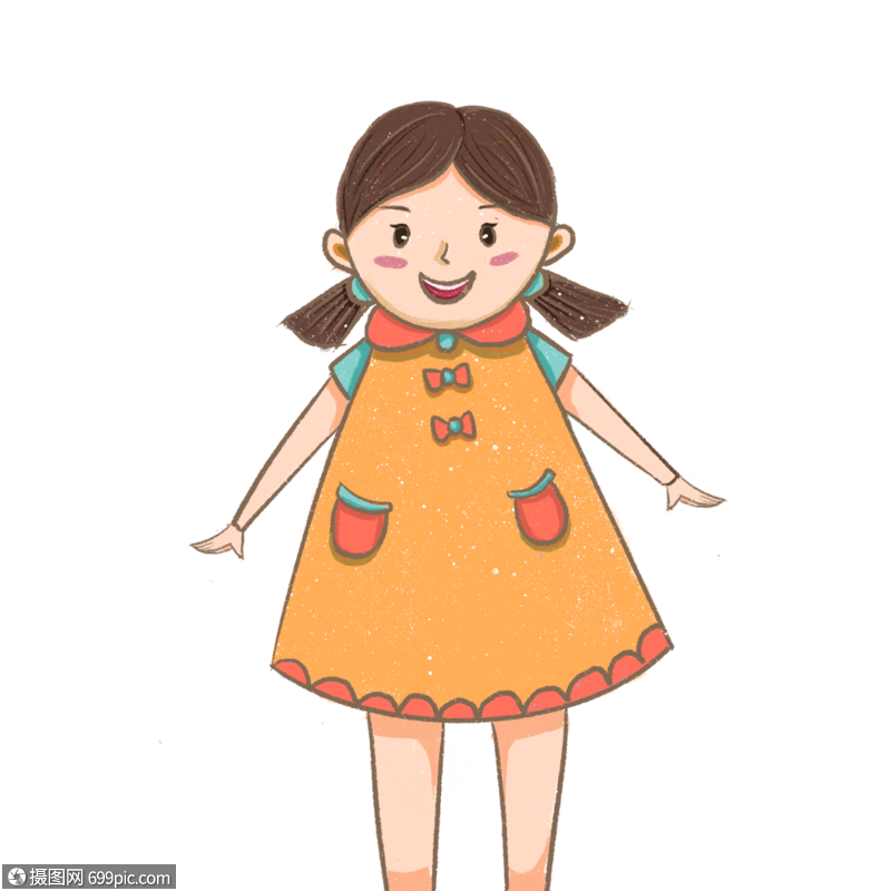 站着的小女孩小女孩图片手绘小女孩