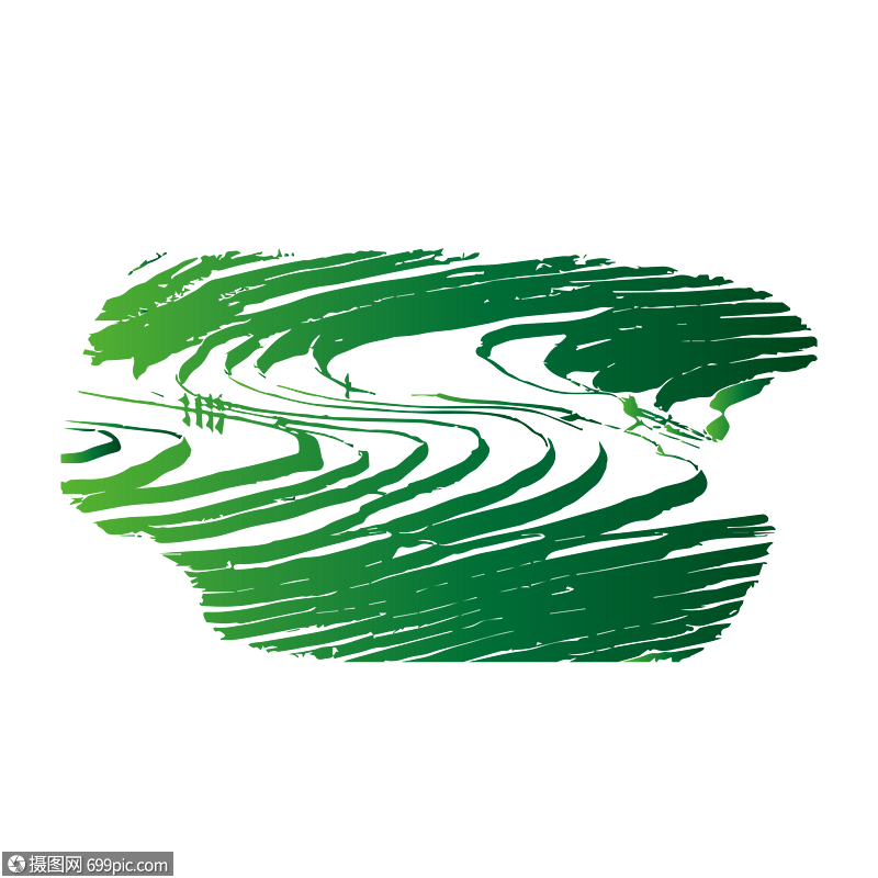 梯田稻田线描剪影