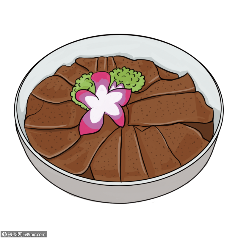 毛肚自助餐手绘高清图片素材