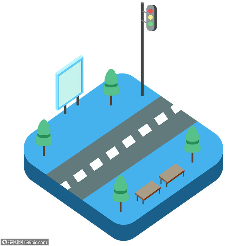 马路场景2.d立体插画