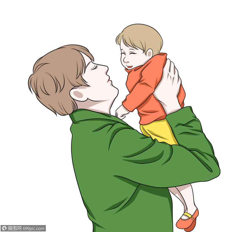 父亲抱着孩子互动奶爸