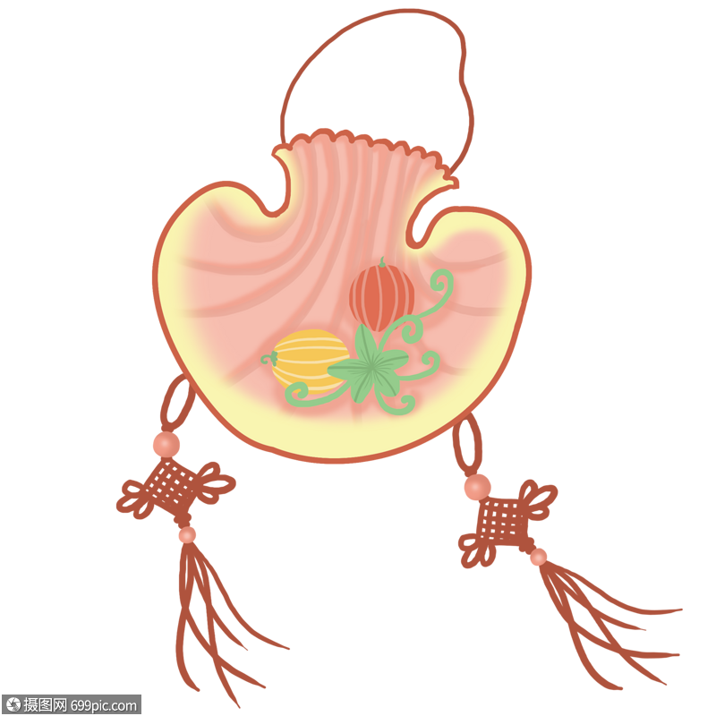 免抠元素 手绘/卡通元素 手绘古风物件香囊.psd