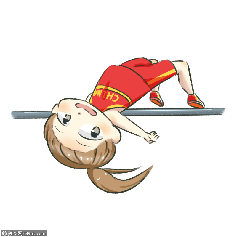 手绘奥林匹克纪念日跳高运动员