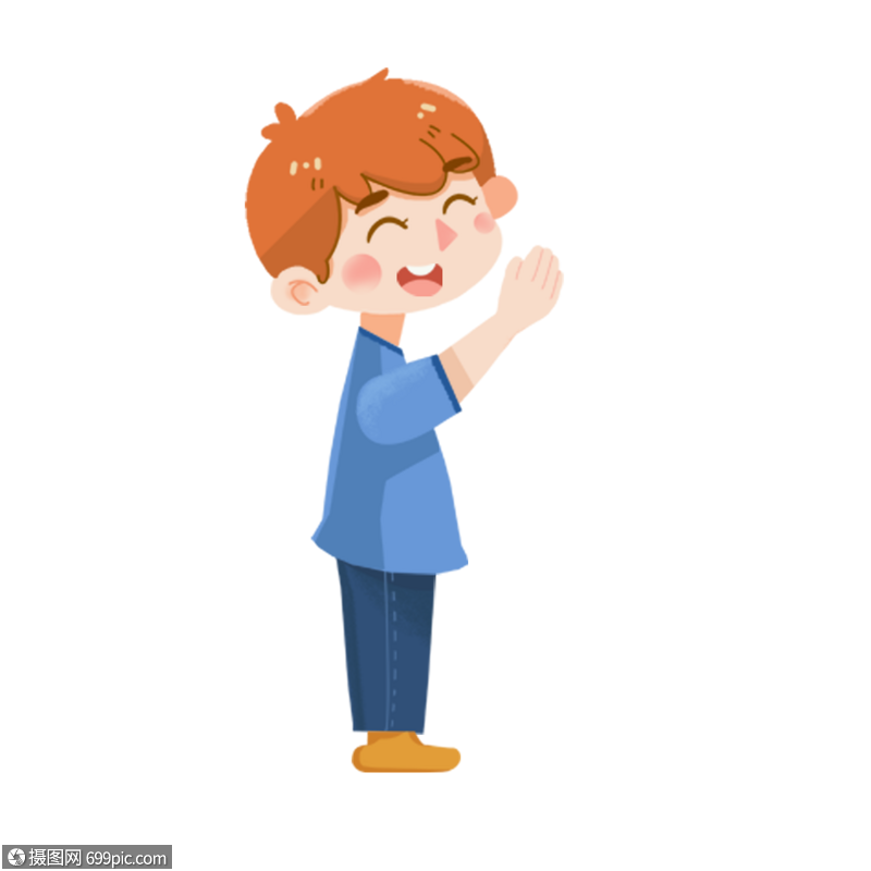 挥手再见的小男孩创意卡通插图
