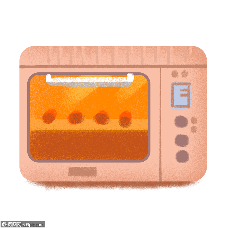 手绘微波炉烤箱手绘插画