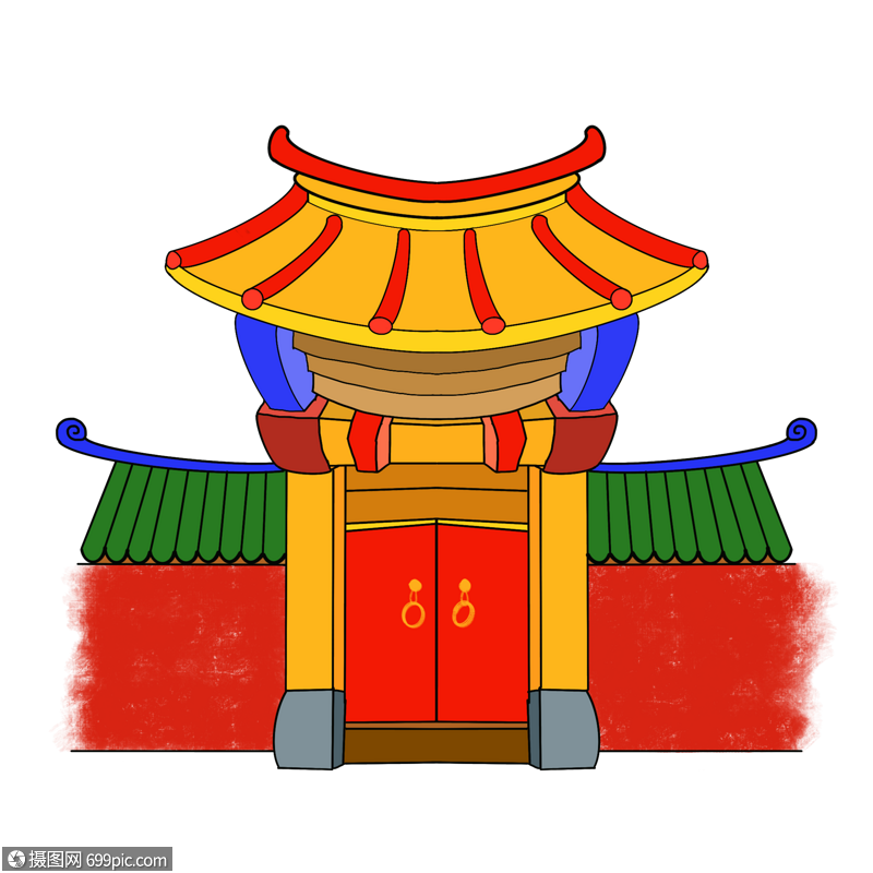 卡通古建筑房屋宅子