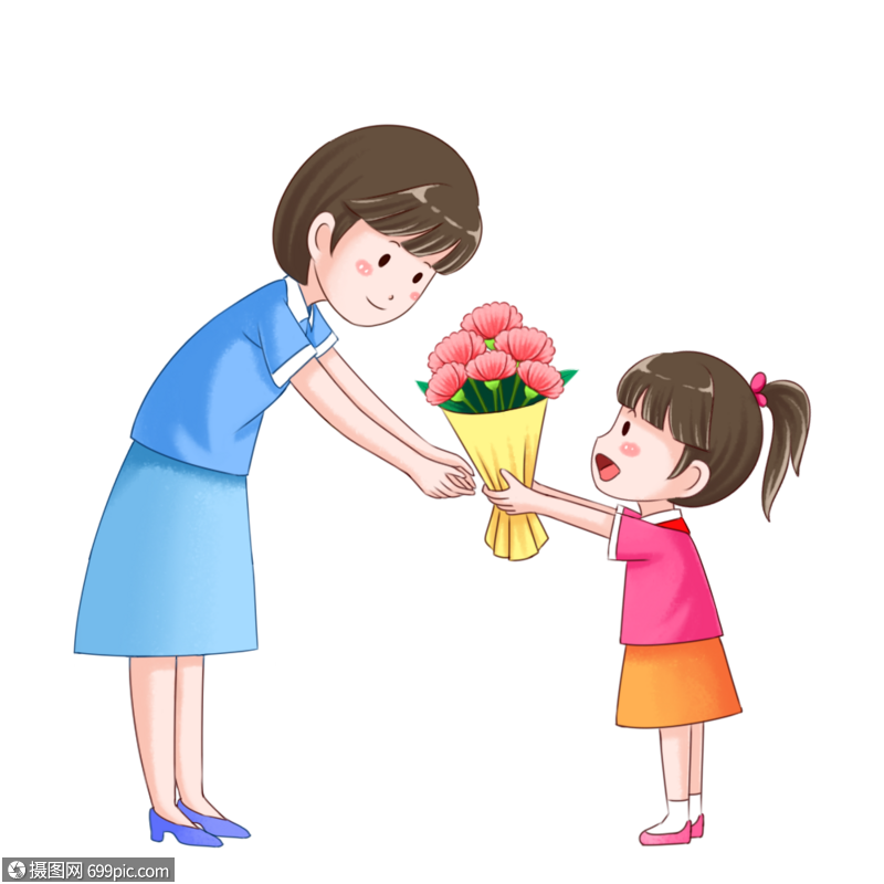 给老师送花教师节小女孩