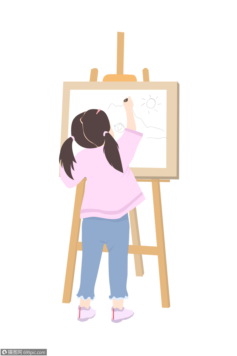 学画画的学生小朋友素材